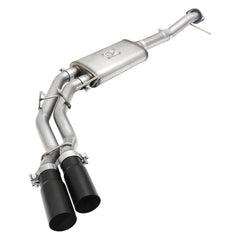 aFe Power 49-43080-B Rebel Series Cat-Back Exhaust System - (3in. Tubing Into Dual 2.5in. Stainless Tubing) - (Middle Side Exit)