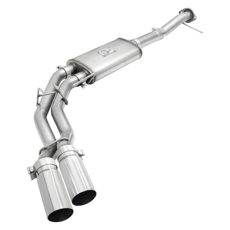 aFe Power 49-43080-P Rebel Series Cat-Back Exhaust System - (3in. Tubing Into Dual 2.5in. Stainless Tubing) - (Middle Side Exit)