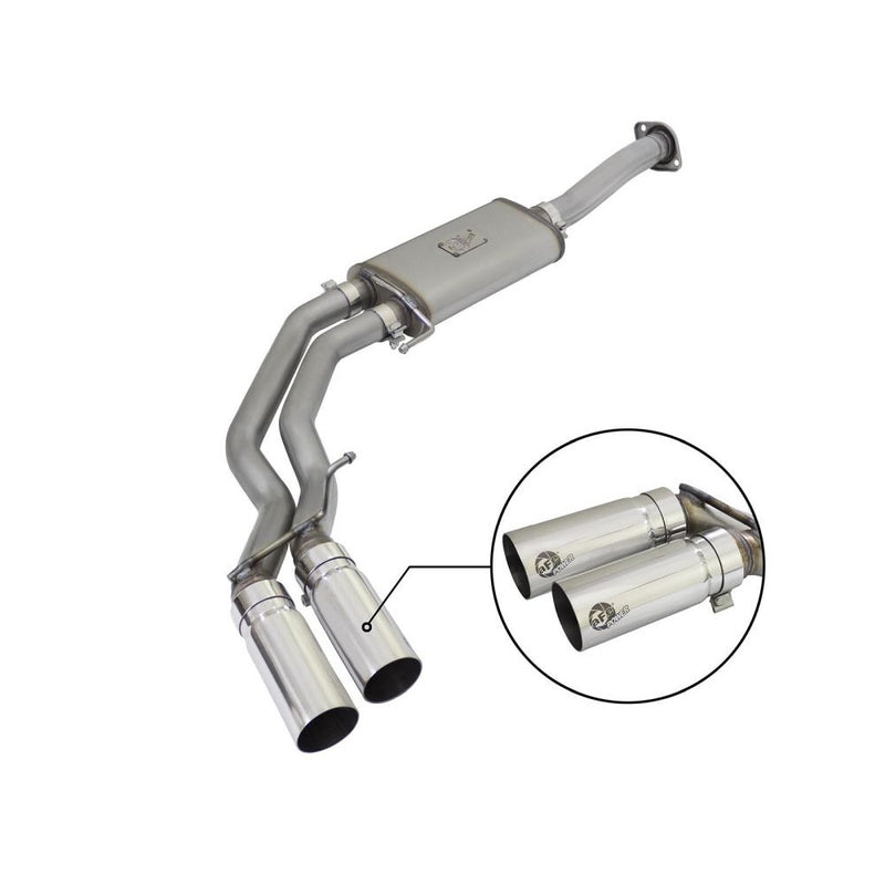 aFe Power 49-43081-P Rebel Series Cat-Back Exhaust System - (3in. Tubing Into Dual 2.5in. Stainless Tubing) - (Middle Side Exit)