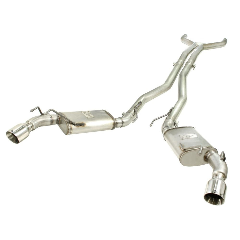 aFe Power 49-44039-P MACHForce XP Cat-Back SS-409 Exhaust System - 409 Stainless Steel - 3 in. (Incl. Clamps/Mufflers/Sectional Tubing/4 in. Polished Tips)