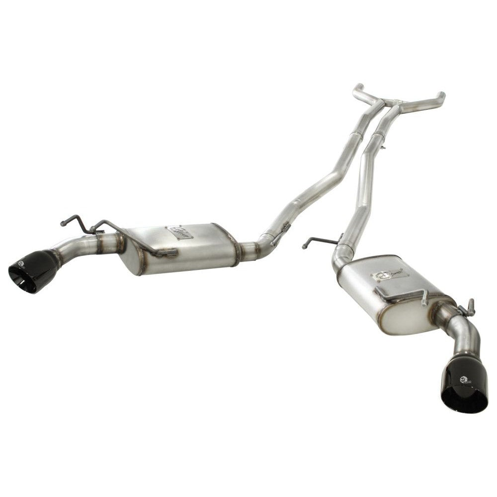 aFe Power 49-44042-B MACHForce XP Cat-Back Exhaust System - 2.5 in. - Dual Rear Exit - 409 Stainless Steel (Incl. Clamps/Dual Free Flow Mufflers - 4 in. Double Walled Black Tips)