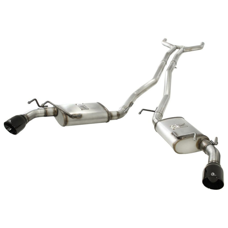 aFe Power 49-44042-B MACHForce XP Cat-Back Exhaust System - 2.5 in. - Dual Rear Exit - 409 Stainless Steel (Incl. Clamps/Dual Free Flow Mufflers - 4 in. Double Walled Black Tips)