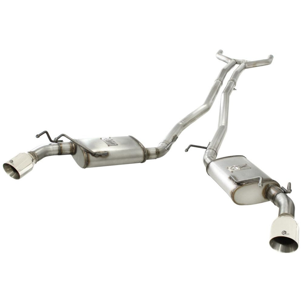 aFe Power 49-44042-P MACHForce XP Cat-Back Exhaust System - 2.5 in. - Dual Rear Exit - 409 Stainless Steel (Incl. Clamps/Dual Free Flow Mufflers - 4 in. Double Walled Polished Tips)