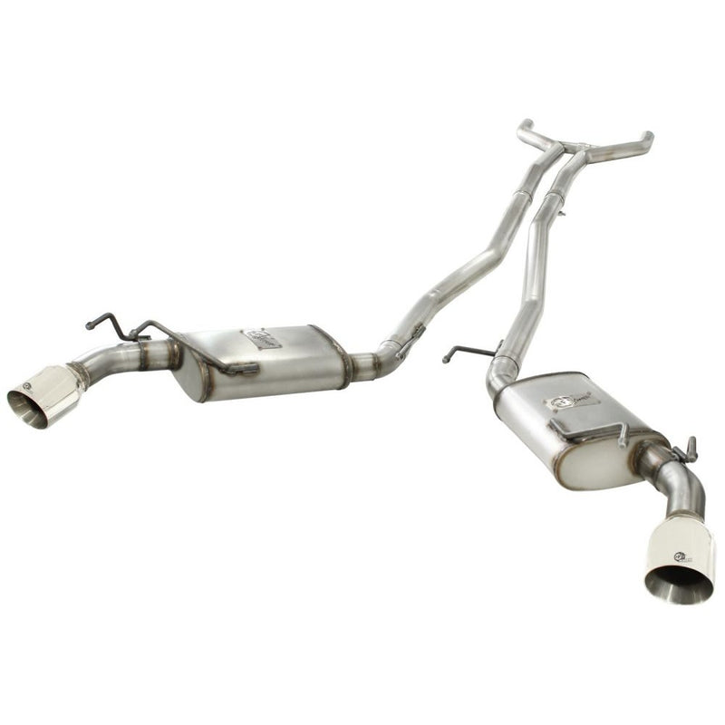 aFe Power 49-44042-P MACHForce XP Cat-Back Exhaust System - 2.5 in. - Dual Rear Exit - 409 Stainless Steel (Incl. Clamps/Dual Free Flow Mufflers - 4 in. Double Walled Polished Tips)