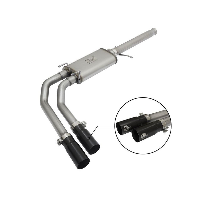 aFe Power 49-44062-B Rebel Series Cat-Back Exhaust System - (2.5in. Stainless Inlet) - (Dual 3.5in. Stainless Outlet) - (Middle Side Exit)