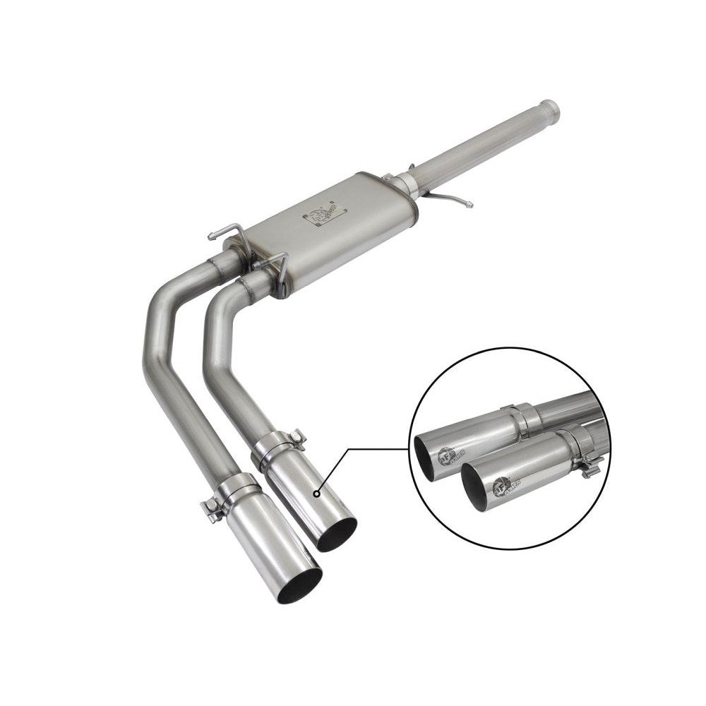aFe Power 49-44062-P Rebel Series Cat-Back Exhaust System - (2.5in. Stainless Inlet) - (Dual 3.5in. Stainless Outlet) - (Middle Side Exit)