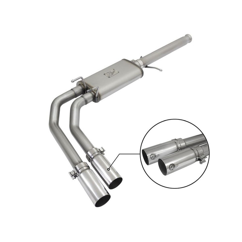 aFe Power 49-44062-P Rebel Series Cat-Back Exhaust System - (2.5in. Stainless Inlet) - (Dual 3.5in. Stainless Outlet) - (Middle Side Exit)