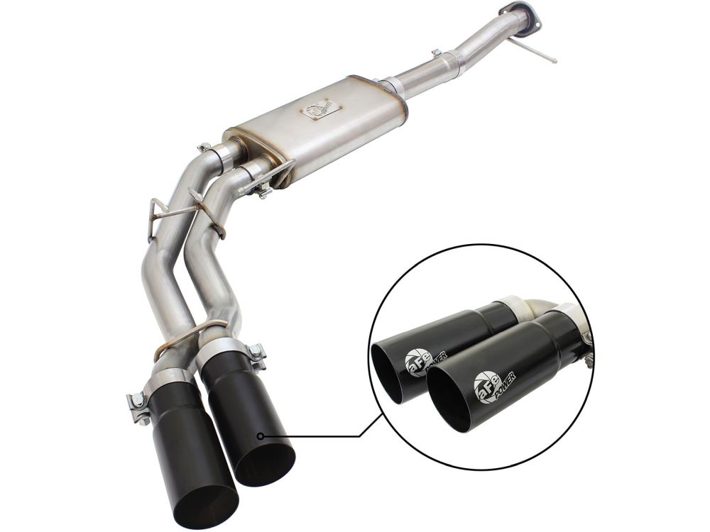 aFe Power 49-44080-B Large Bore-HD 4 in. 409 Stainless Steel DPF-Back Exhaust System - (w/Black Tip) for 2016 Chevrolet Silverado 2500 Hd