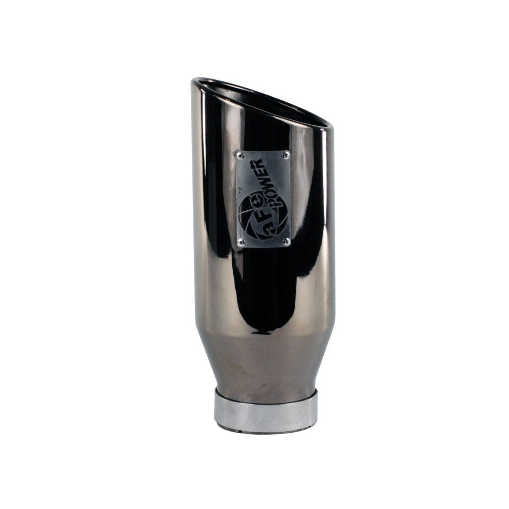 aFe Power 49-92018-BC MACHForce XP Tip - Black Chrome Finish - 4 in. Inlet - 6 in. Outlet - 15 in. Length - Slashed Rolled Cut Edge - 304 Stainless Steel