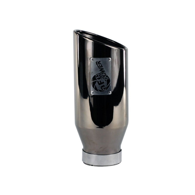 aFe Power 49-92018-BC MACHForce XP Tip - Black Chrome Finish - 4 in. Inlet - 6 in. Outlet - 15 in. Length - Slashed Rolled Cut Edge - 304 Stainless Steel