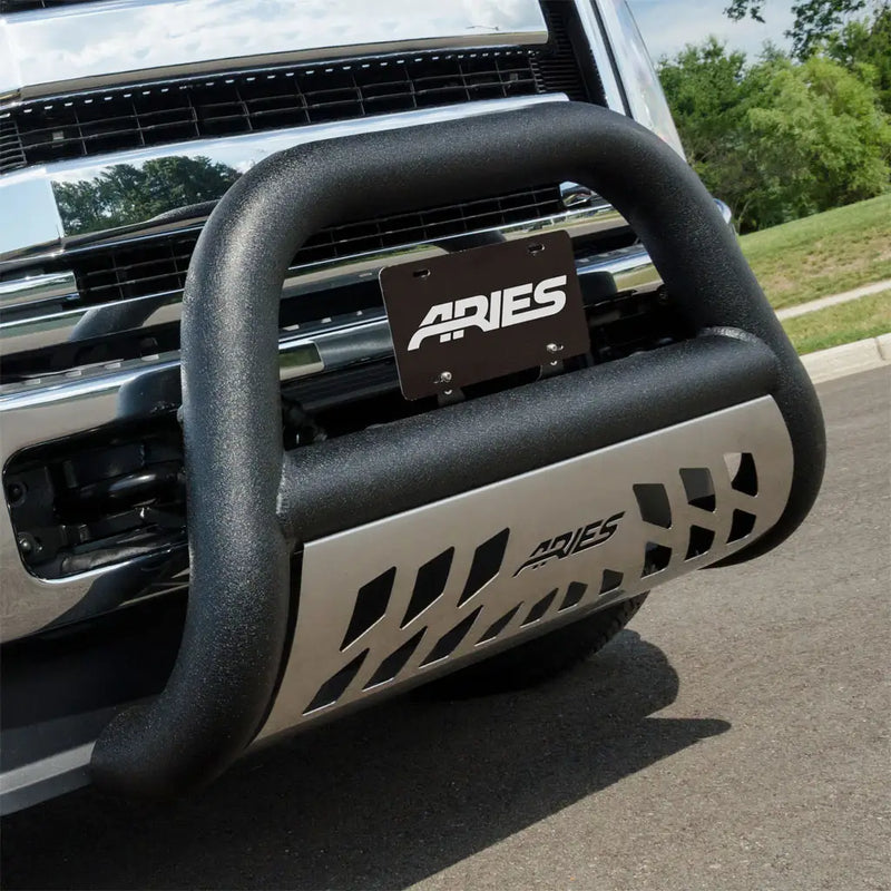 ARIES AL45-4013 Big Horn 4" Black Aluminum Bull Bar for 2009–2019 Chevrolet Silverado 2500 HD