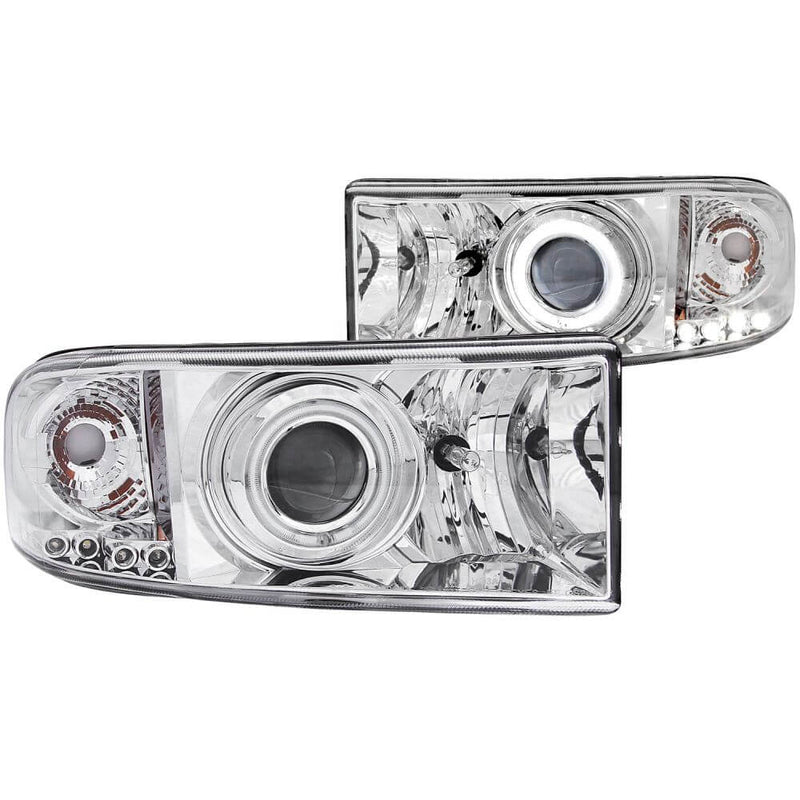 Anzo 111056 Headlights - Projector With Halo - Chrome Clear With Amber Reflectors