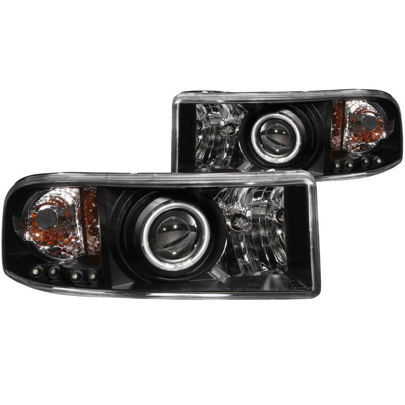 Anzo 111065 Headlights - Projector With Halo - Black Clear With Amber Reflectors