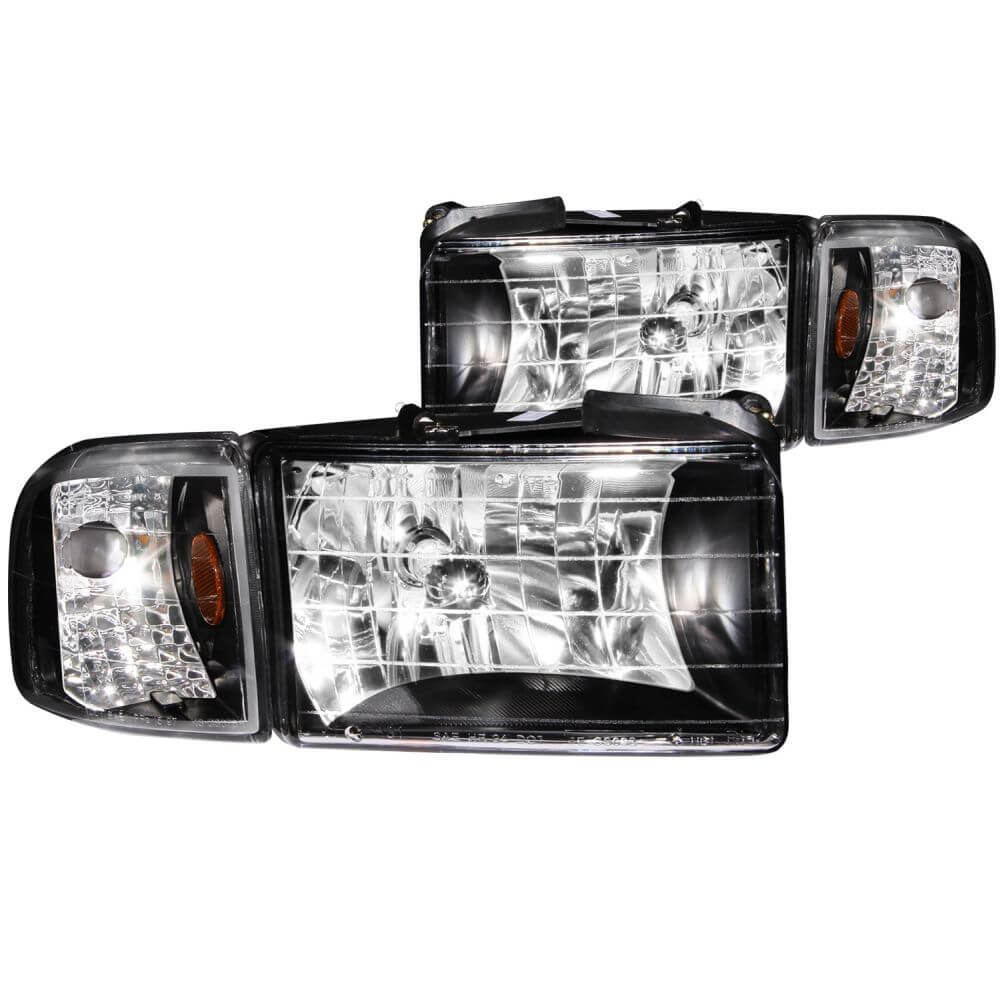 Anzo 111067 Headlights - Crystal - Black With Corner