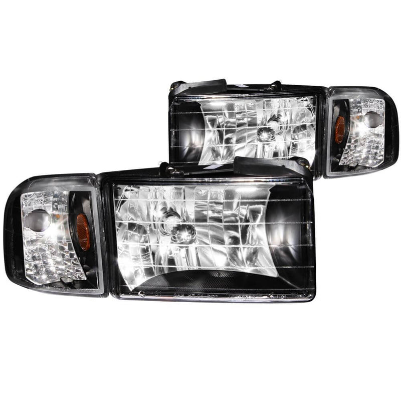 Anzo 111067 Headlights - Crystal - Black With Corner