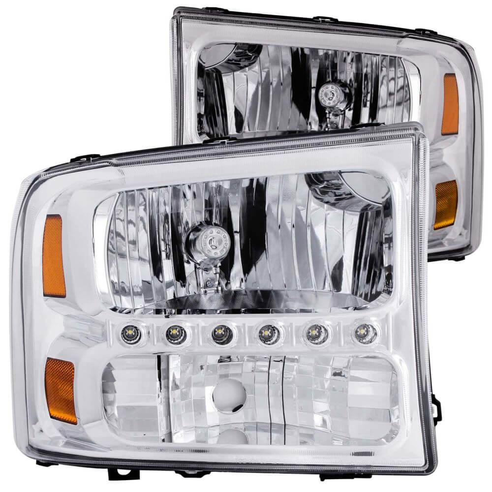 Anzo 111088 Headlights - Crystal Clear - Chrome Housing w/LED Strip (1pc)