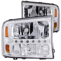 Anzo 111088 Headlights - Crystal Clear - Chrome Housing w/LED Strip (1pc)