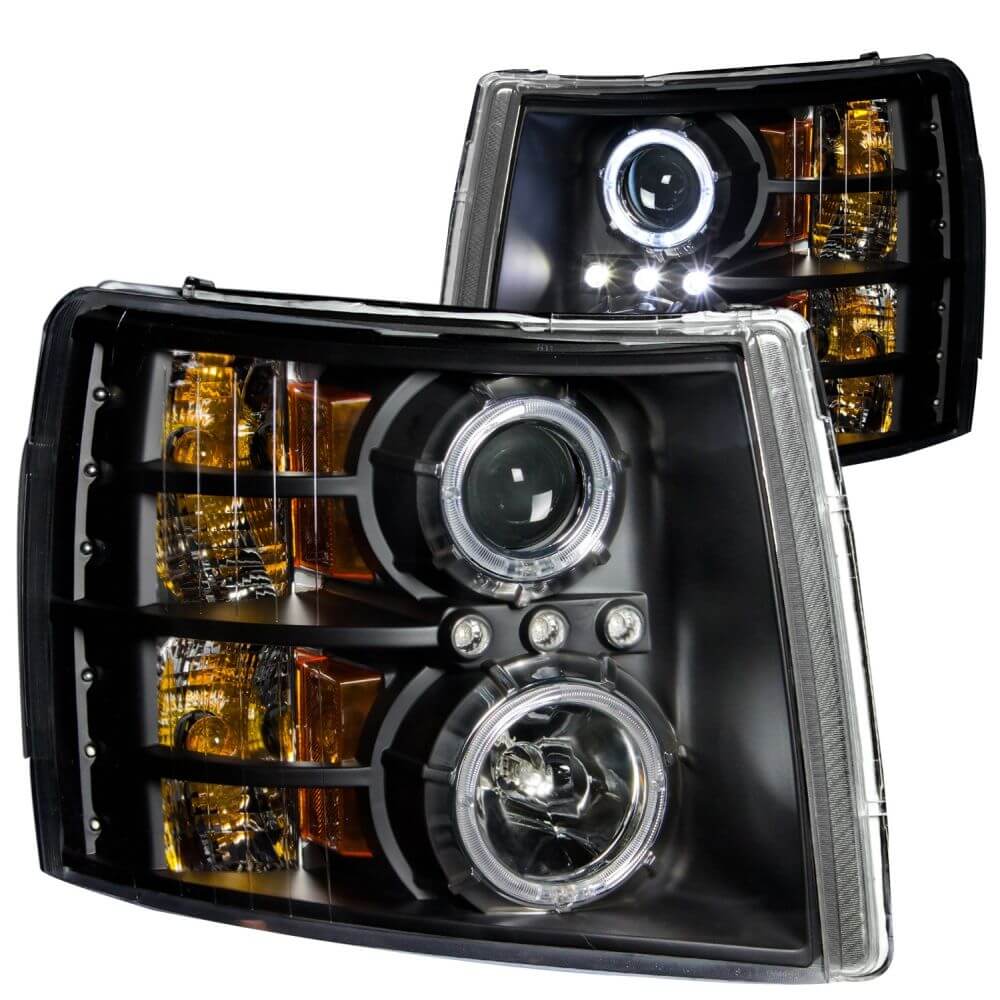 Anzo 111107 Headlights - Black Clear Projectors With Halos