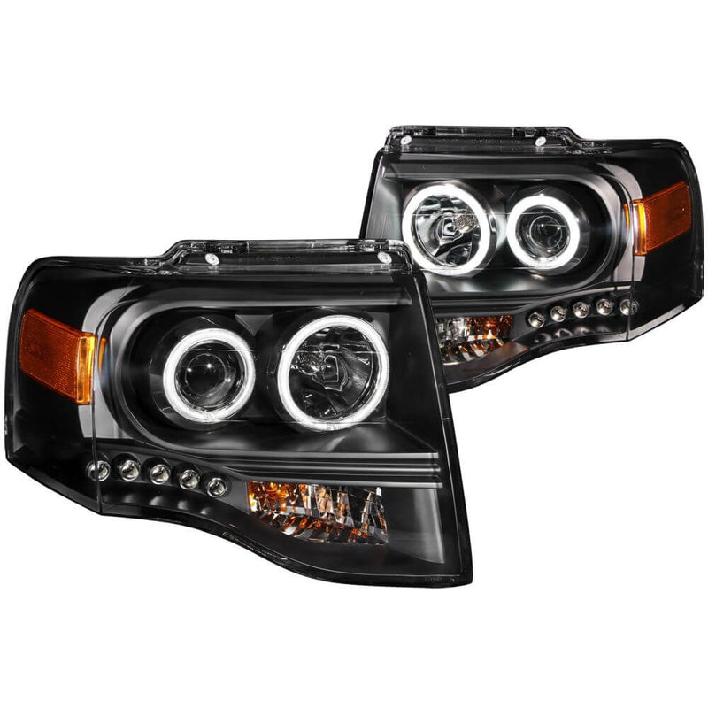 Anzo 111113 Headlights - Black Clear Projector With Amber