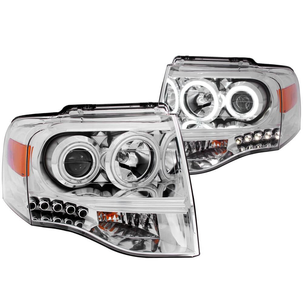 Anzo 111114 Headlights - Projector - Chrome Clear w/Amber