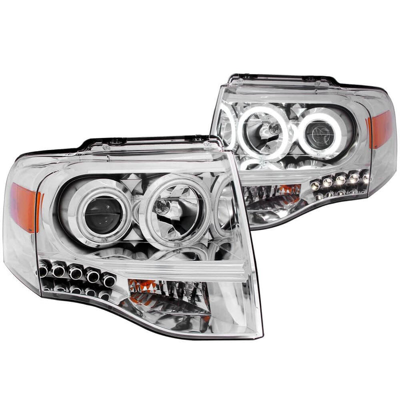 Anzo 111114 Headlights - Projector - Chrome Clear w/Amber