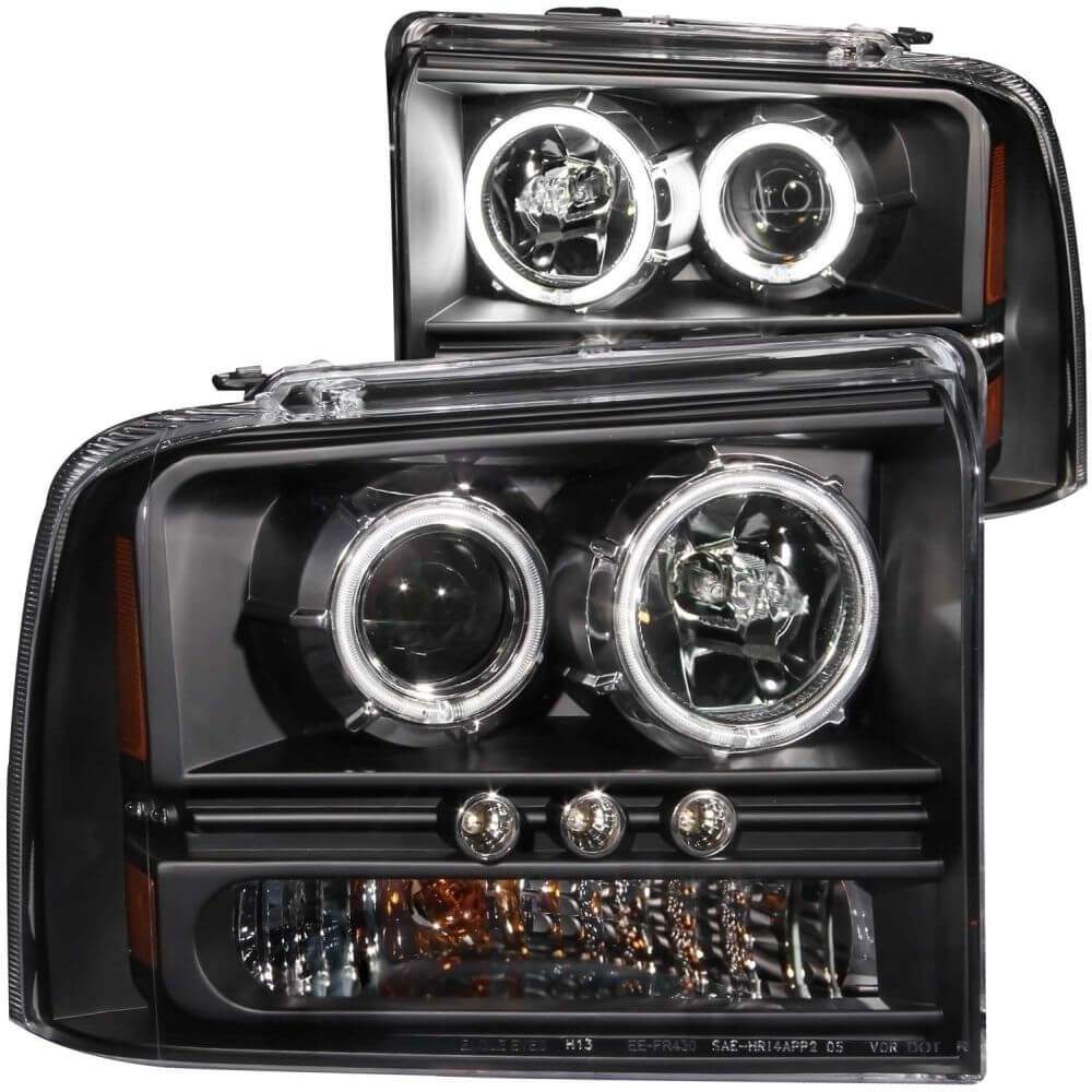 Anzo 111117 Headlights - Projector Halo - Black w/L.E.D Strip (CCFL) (1pc)