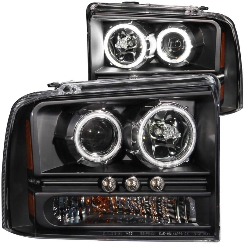 Anzo 111117 Headlights - Projector Halo - Black w/L.E.D Strip (CCFL) (1pc)