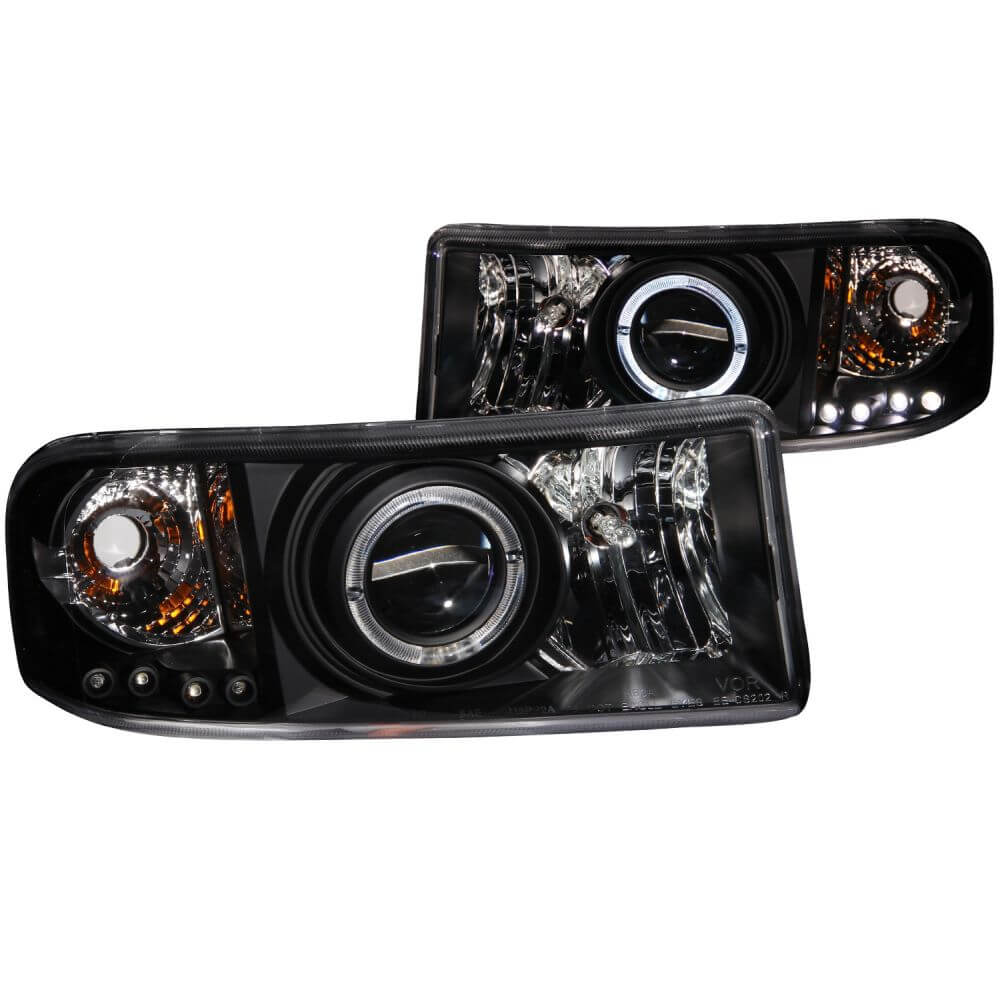 Anzo 111196 Headlights - Projector w/LED Halo - Black Clear