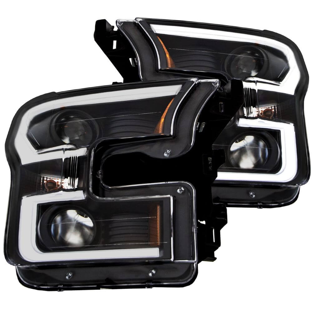 Anzo 111347 Projector Headlights w/ Plank Style Design Black w/ Amber