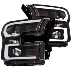 Anzo 111347 Projector Headlights w/ Plank Style Design Black w/ Amber