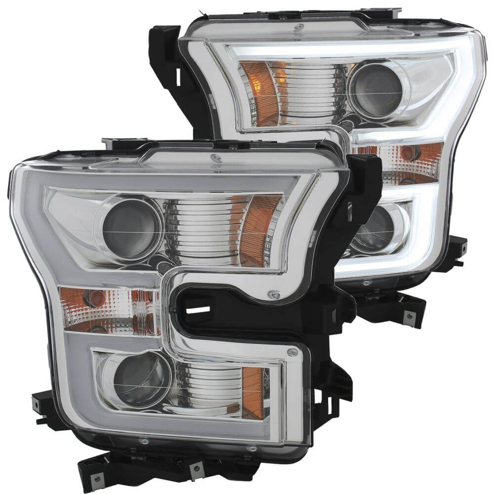 Anzo 111348 Projector Headlights w/ Plank Style Design Chrome w/ Amber