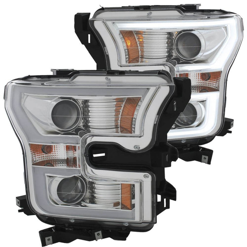 Anzo 111348 Projector Headlights w/ Plank Style Design Chrome w/ Amber