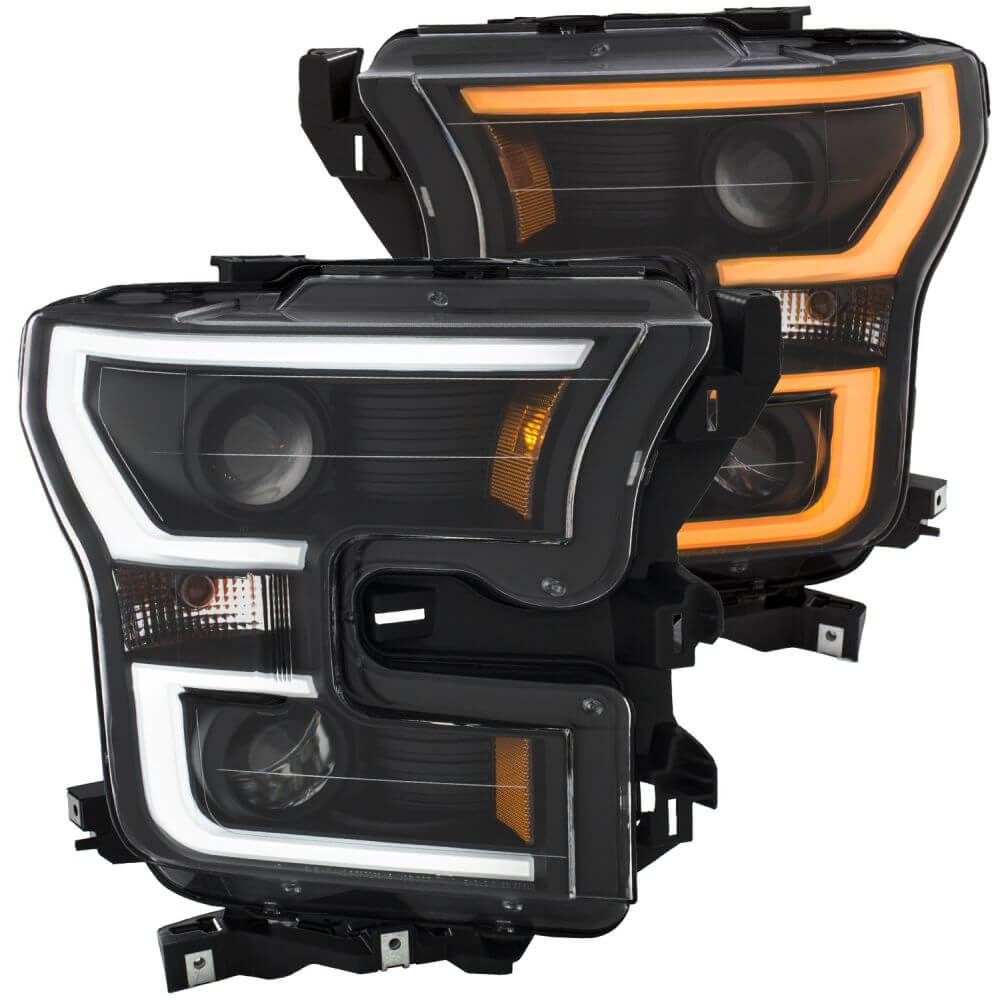 Anzo 111357 Projector Headlights - (w/ Plank Style Switchback) - (Black w/ Amber)