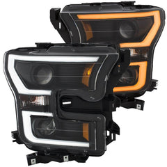 Anzo 111357 Projector Headlights - (w/ Plank Style Switchback) - (Black w/ Amber)