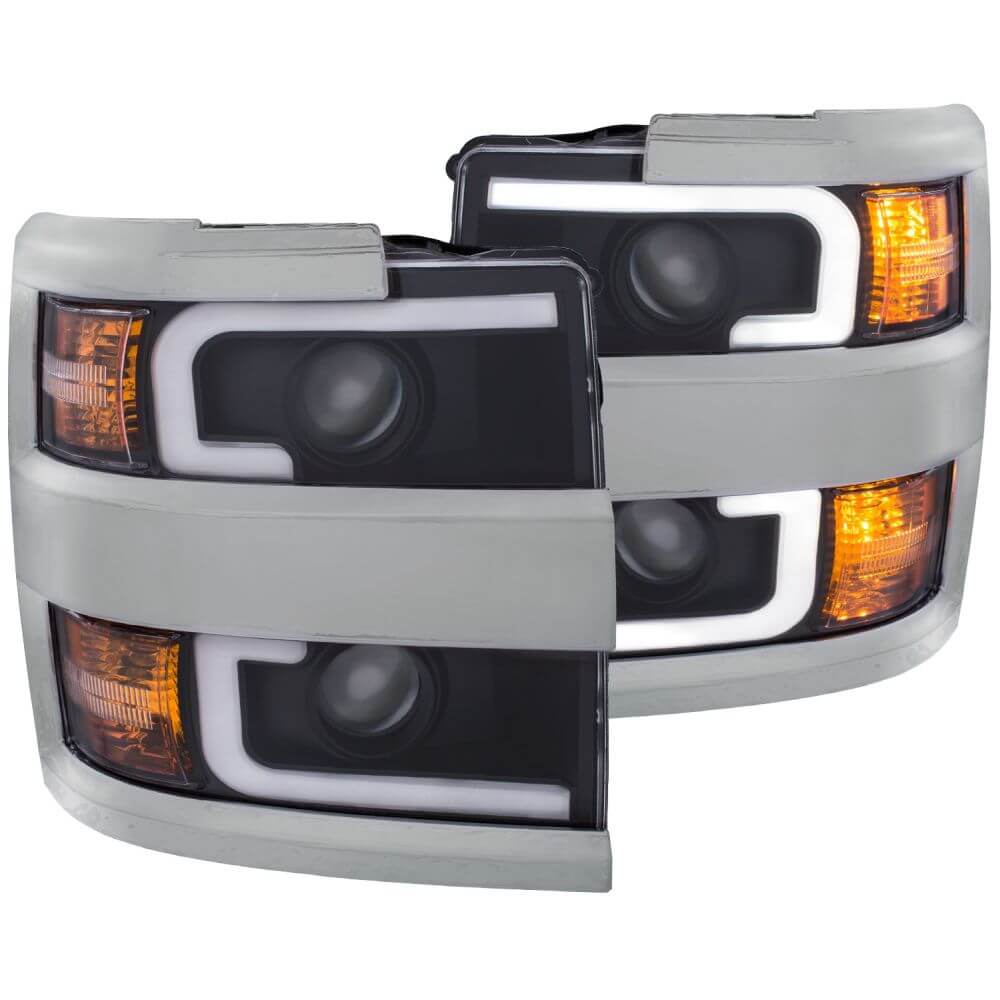 Anzo 111359 Projector Headlights - (w/ Plank Style Design) - (Black w/ Amber)