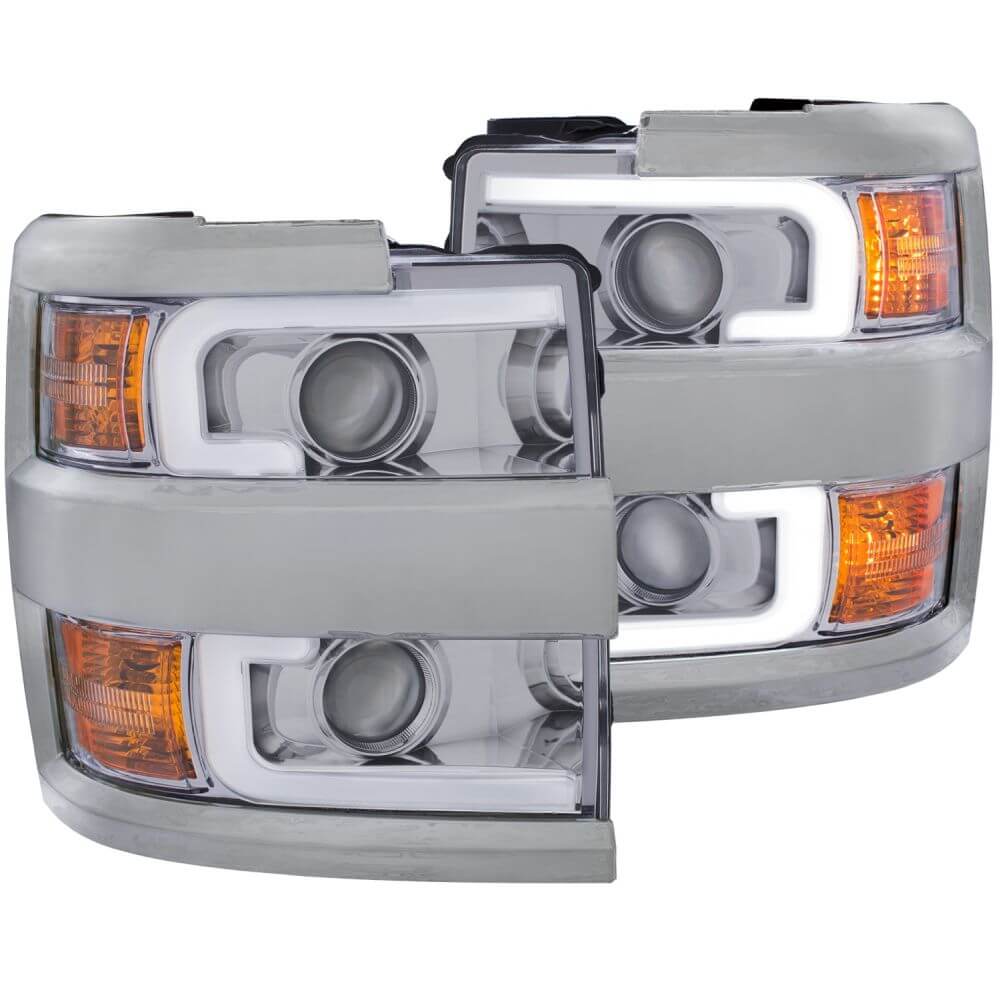 Anzo 111360 Projector Headlights - (w/ Plank Style Design) - (Chrome w/ Amber)