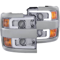 Anzo 111360 Projector Headlights - (w/ Plank Style Design) - (Chrome w/ Amber)
