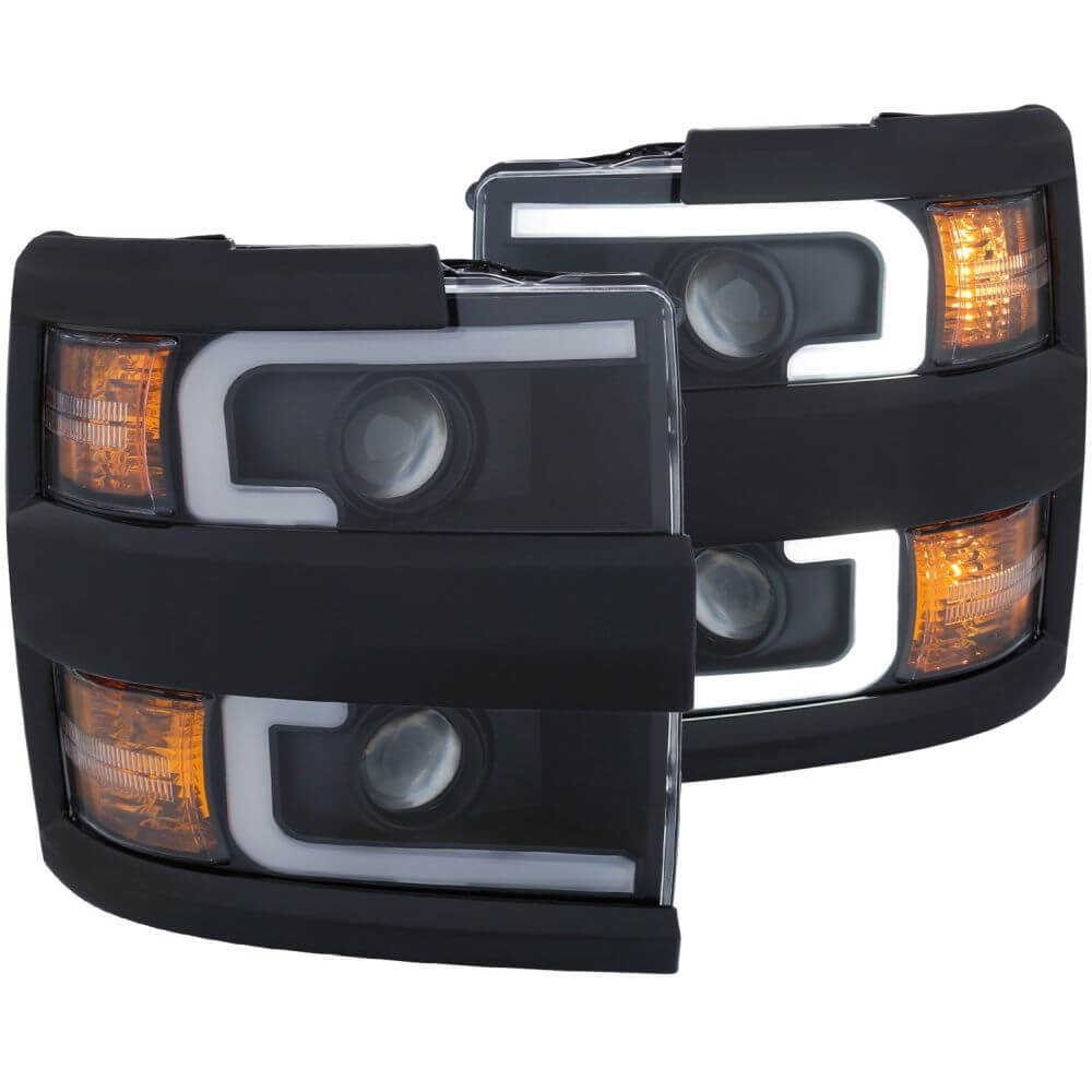 Anzo 111363 Projector Headlights - (w/ Plank Style Design) - (Black w/ Amber)