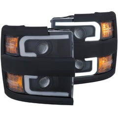 Anzo 111363 Projector Headlights - (w/ Plank Style Design) - (Black w/ Amber)