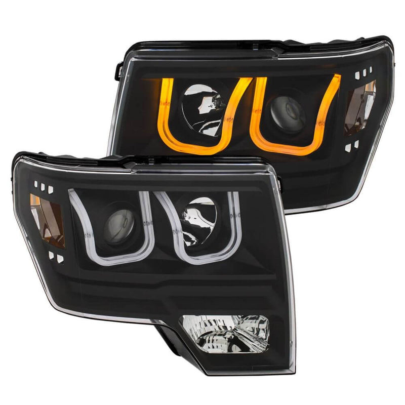 Anzo 111383 Black U-Bar Switchback Projector Headlights