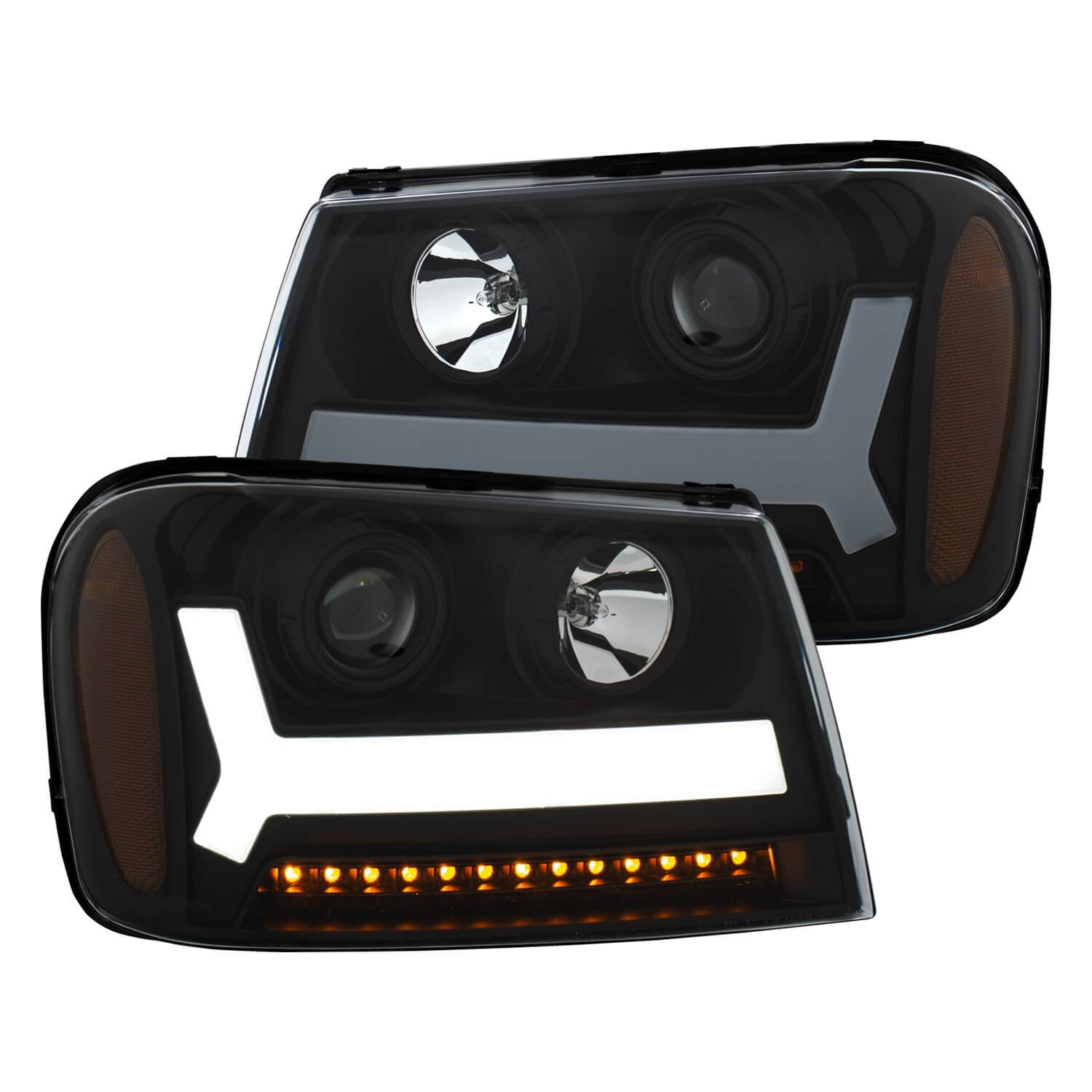 Anzo 111390 Black with Amber Projector Headlight Set