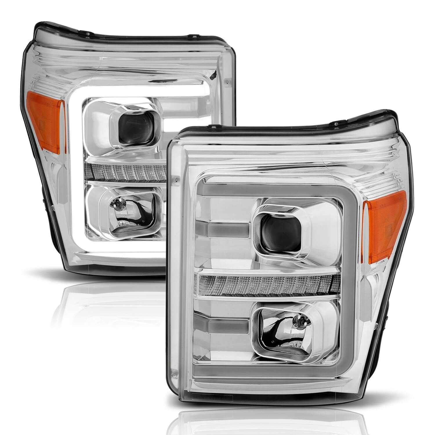 Anzo 111407 U-Bar Amber Projector Headlights With White Lens