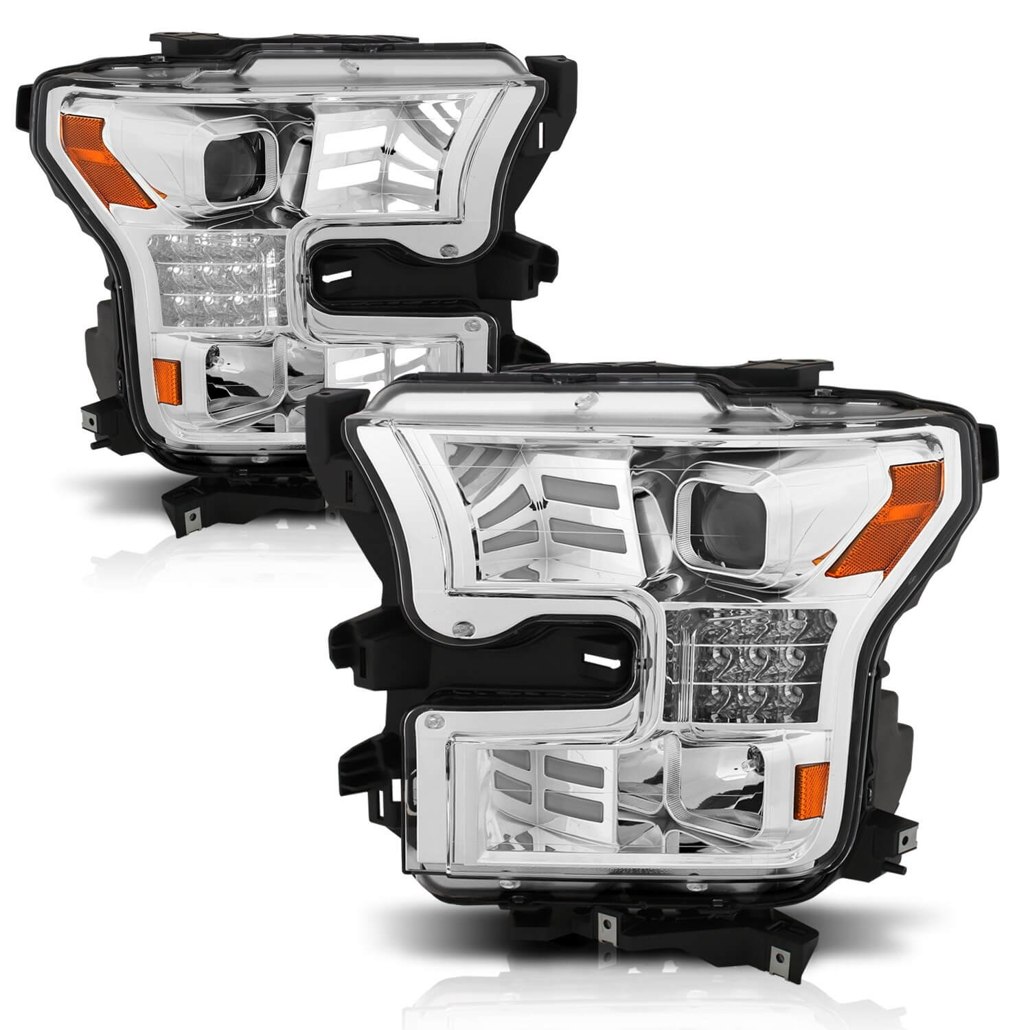 Anzo 111409 DRL Amber Projector Headlights With White Lens