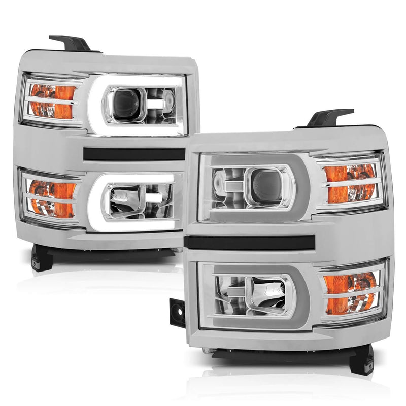 Anzo 111413 U-Bar Amber Projector Headlights With White Lens