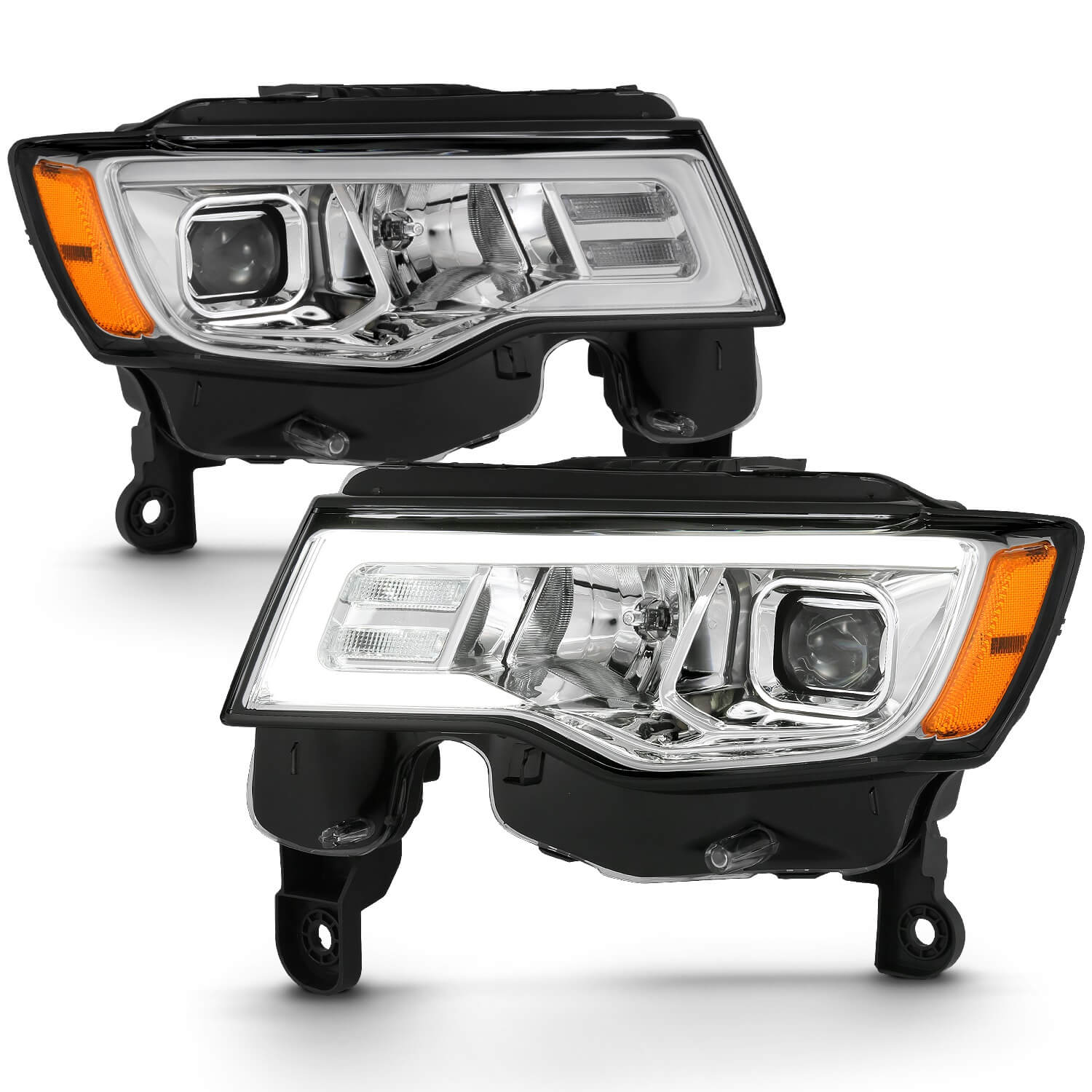 Anzo 111419 U-Bar Amber Projector Headlights With White Lens