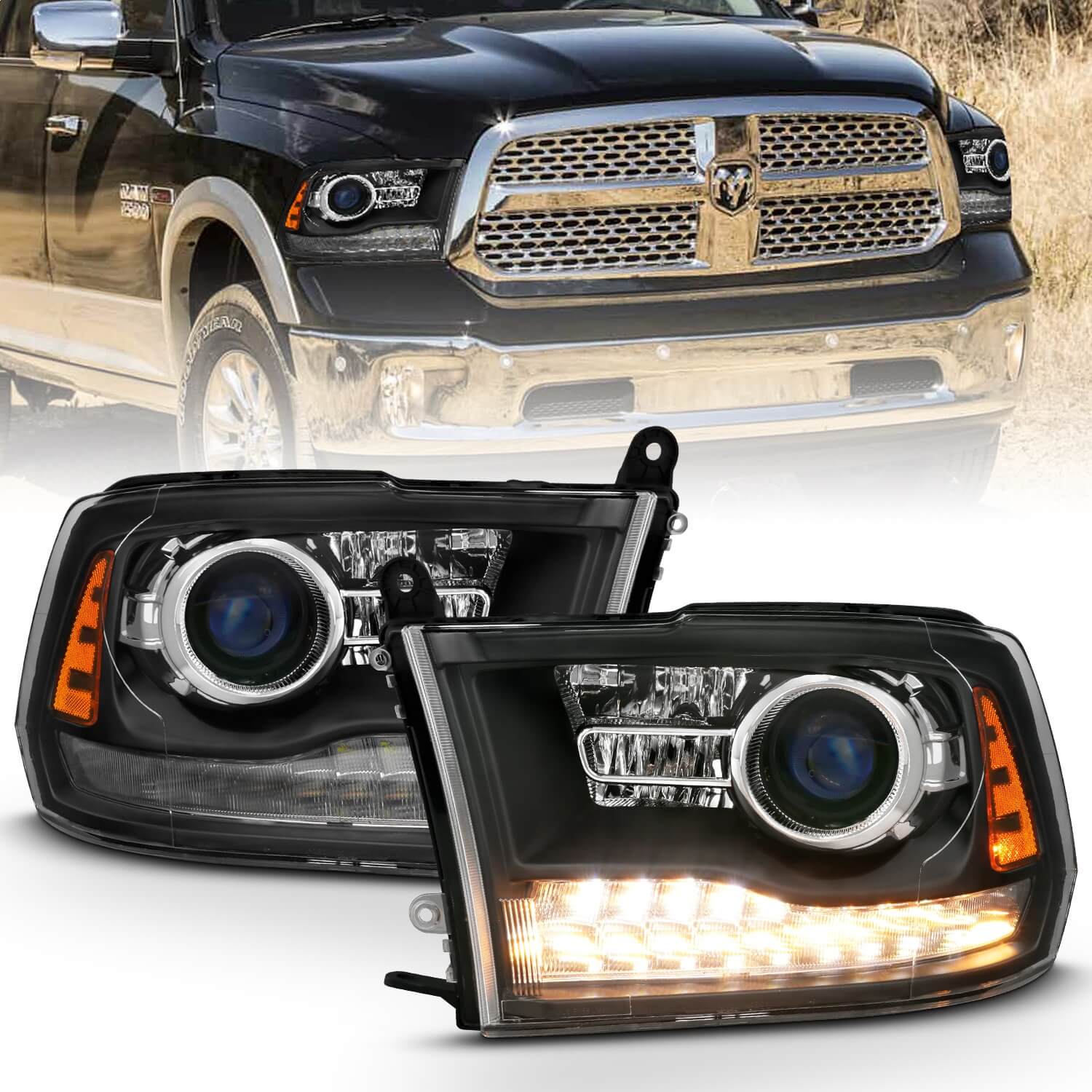 Anzo 111489 Projector Headlights Plank Style Switchback With Clear Lens