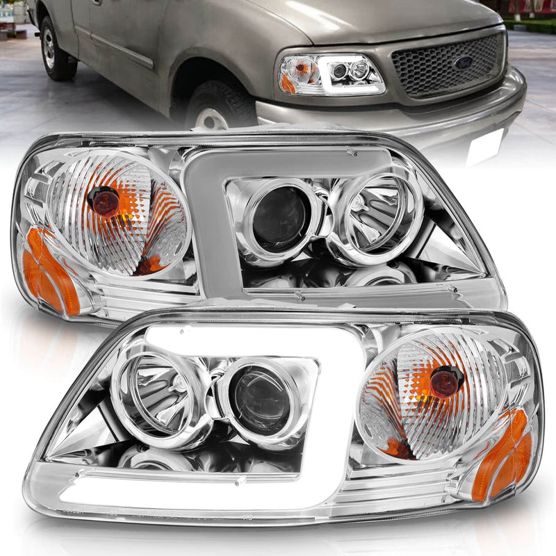 Anzo 111504 Amber Halo Projector Headlights With Clear Lens