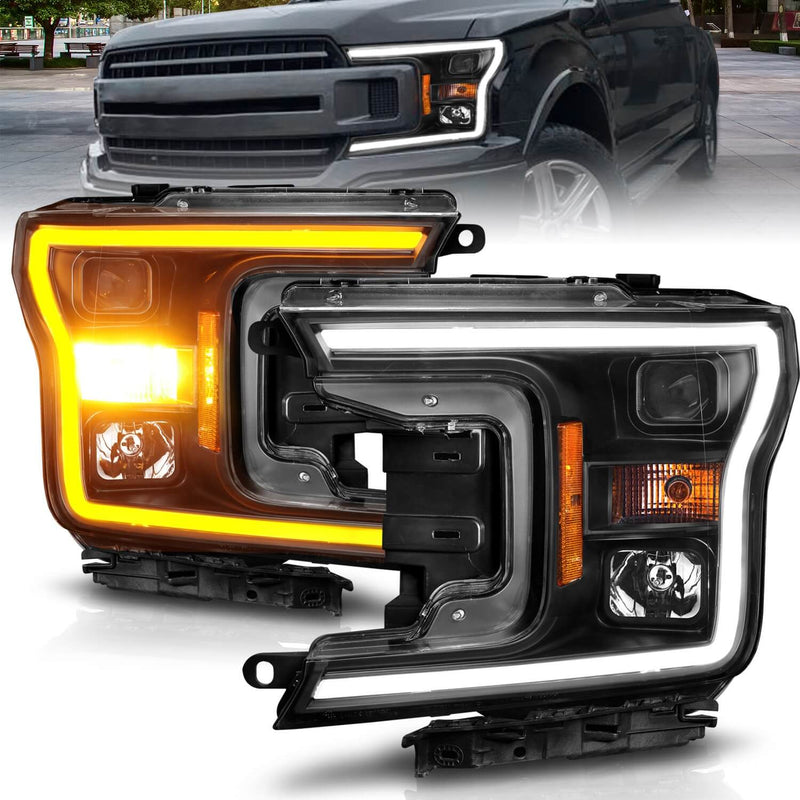 Anzo 111509 Amber Projector Headlights Plank Style Switchback With Clear Lens