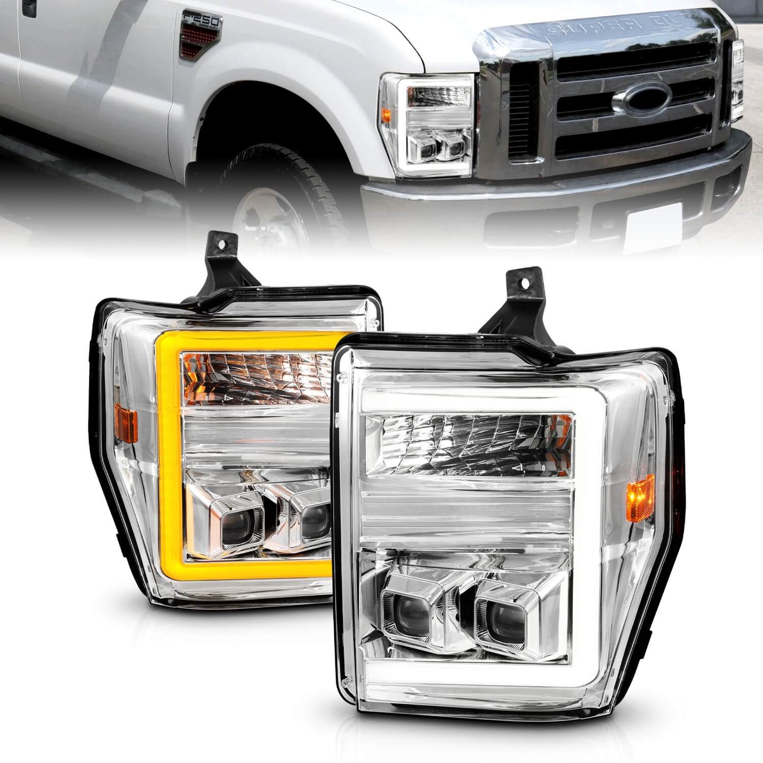 Anzo 111587 Switchback Plank Style Projector Headlights With Clear Lens