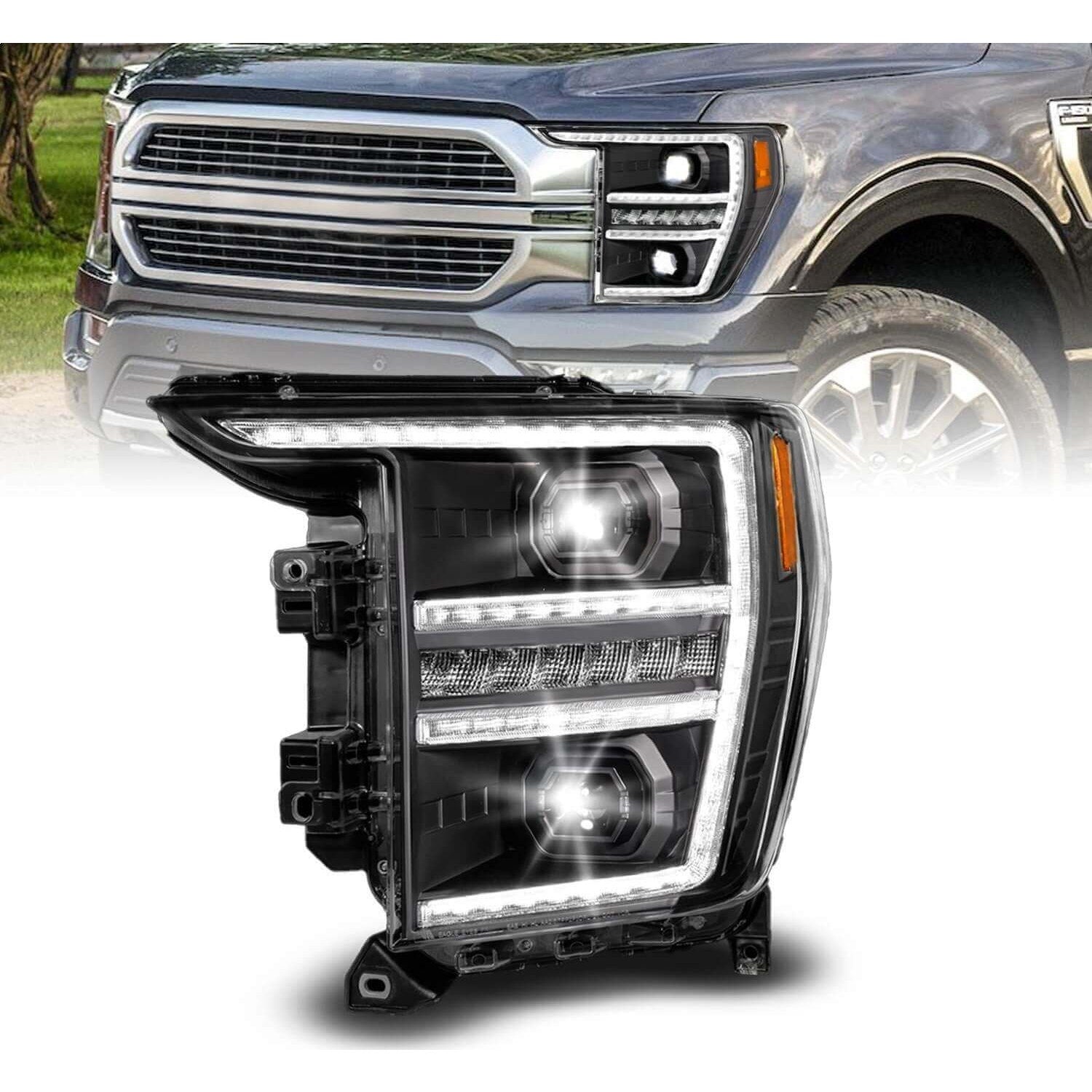 Anzo 111594 L - Plank Style White-Amber Projector Headlight With Clear Lens
